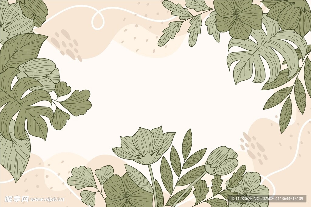 绿植环绕的清新背景图