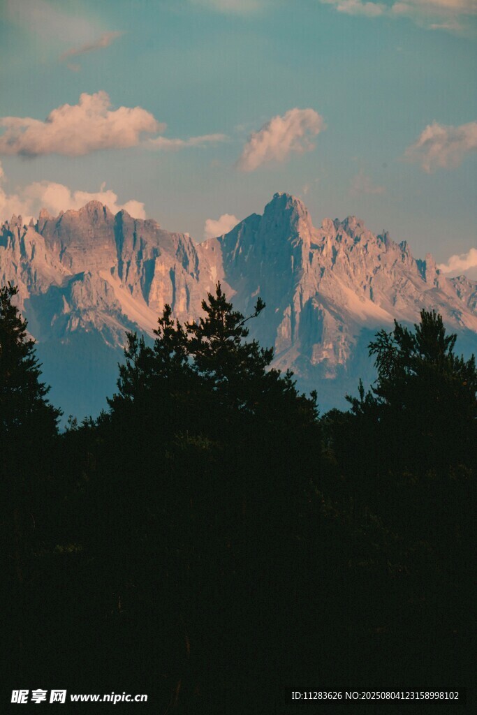 壮丽山景与森林剪影