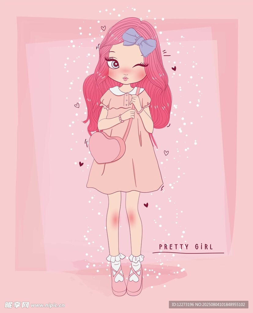 粉色系可爱动漫少女形象