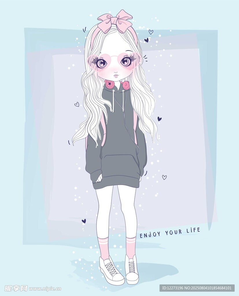 可爱长发动漫女孩形象