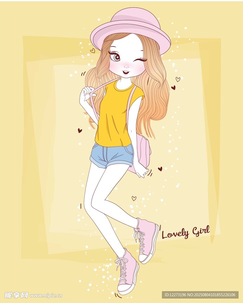 时尚俏皮女孩插画