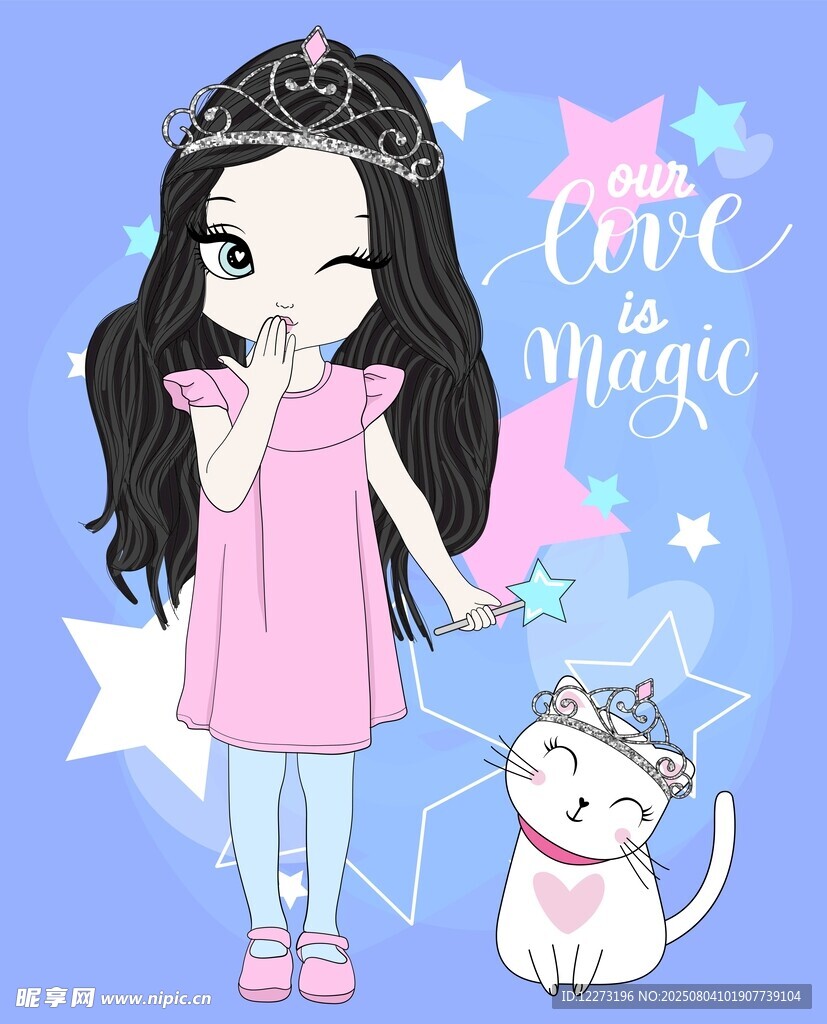 梦幻女孩与可爱猫咪