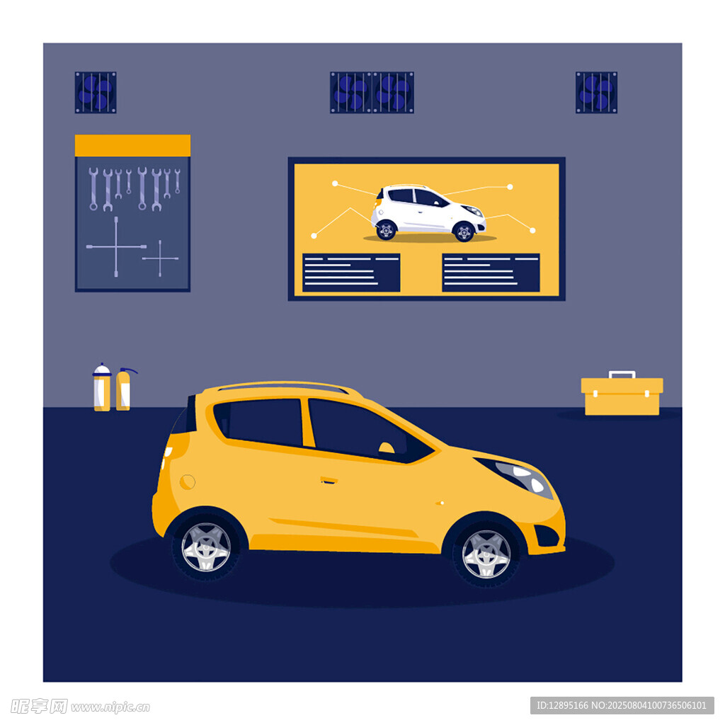 室内展示的黄色小汽车