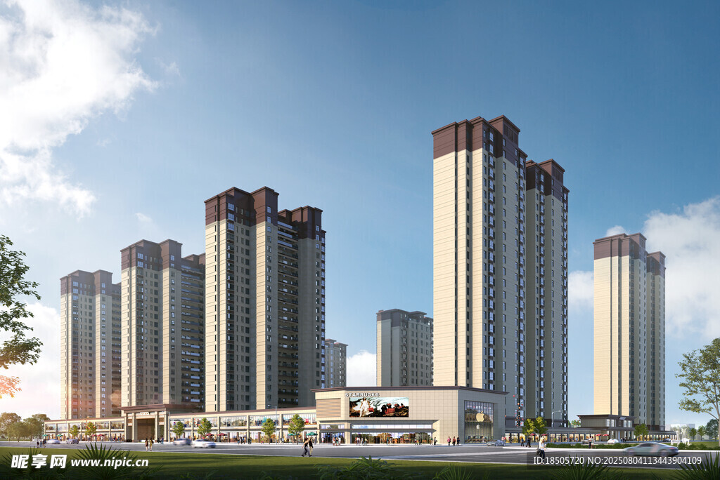现代高层住宅建筑群景观