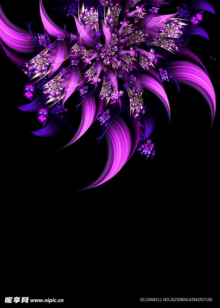 梦幻紫色花卉装饰图案