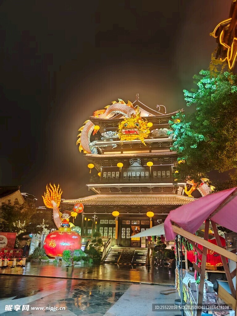 夜晚古风建筑景观
