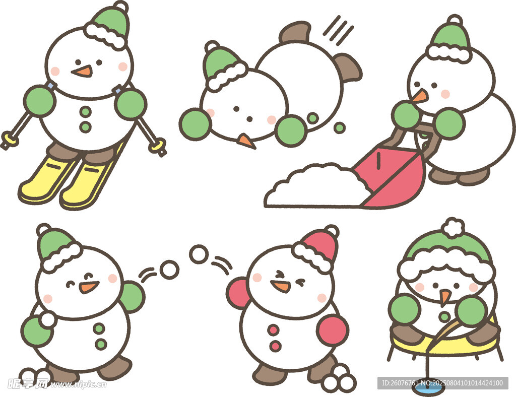 可爱雪人卡通形象集合