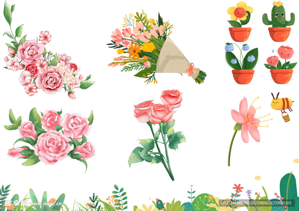 卡通鲜花插画