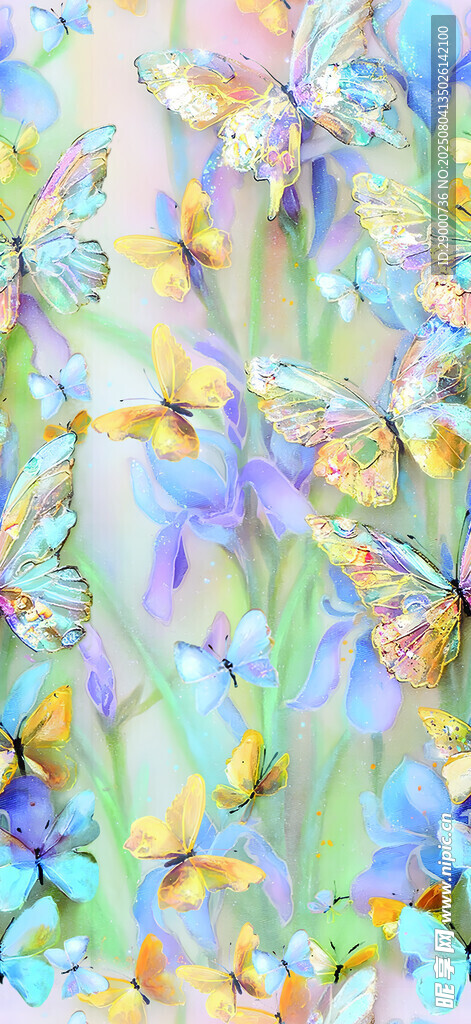 梦幻多彩蝴蝶背景图案