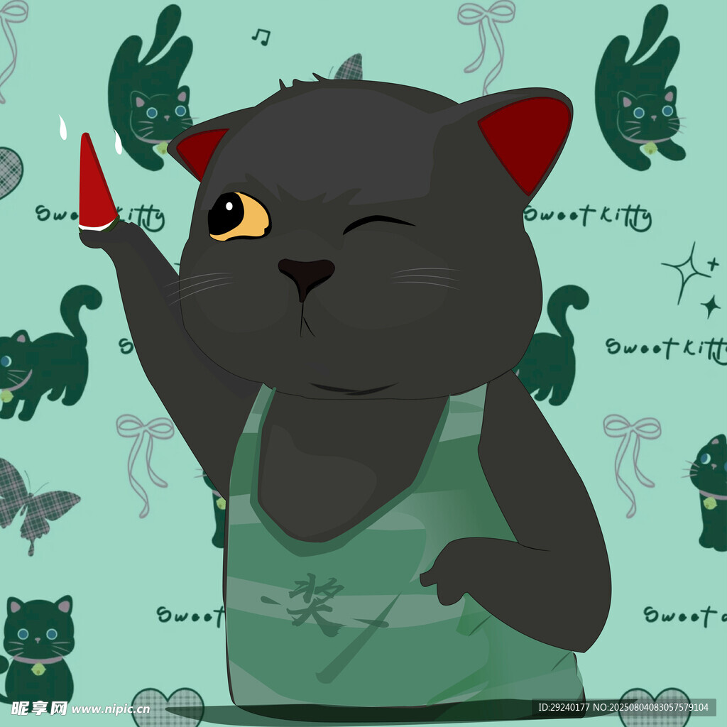 黑猫举烛俏皮模样