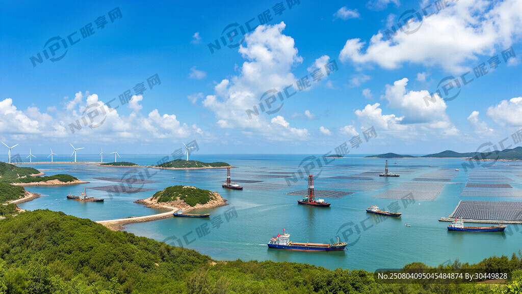 以蓝天白云大海为清新明亮背景