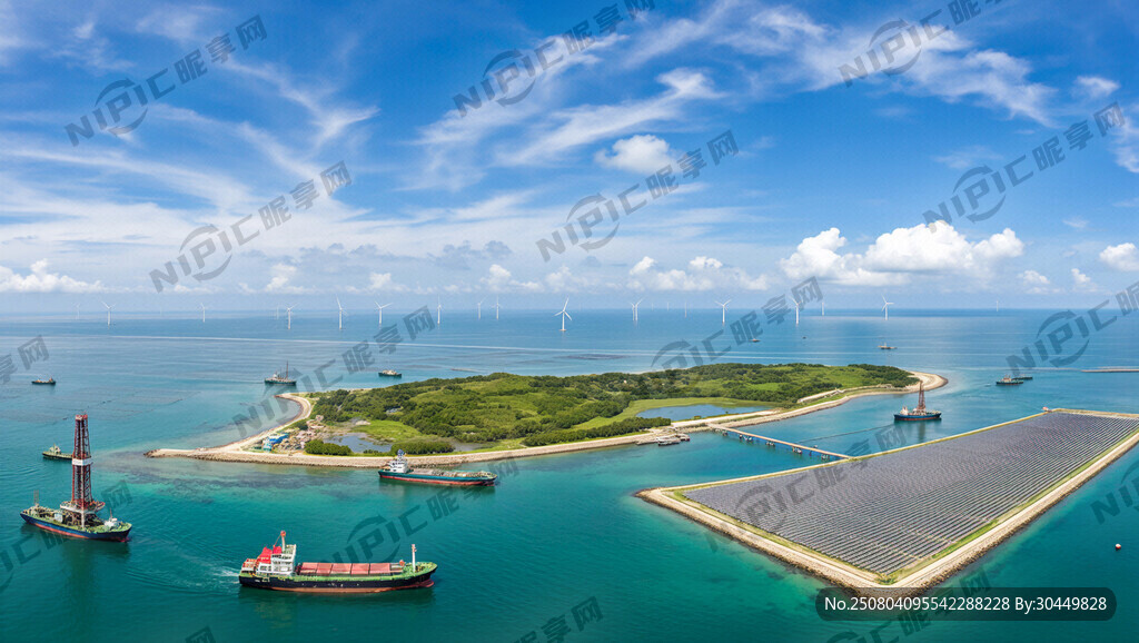以蓝天白云大海为清新明亮背景 