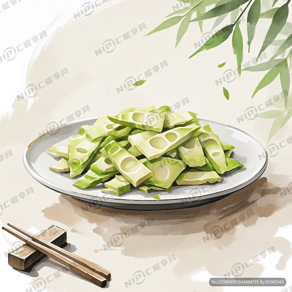 一盘笋片插画图