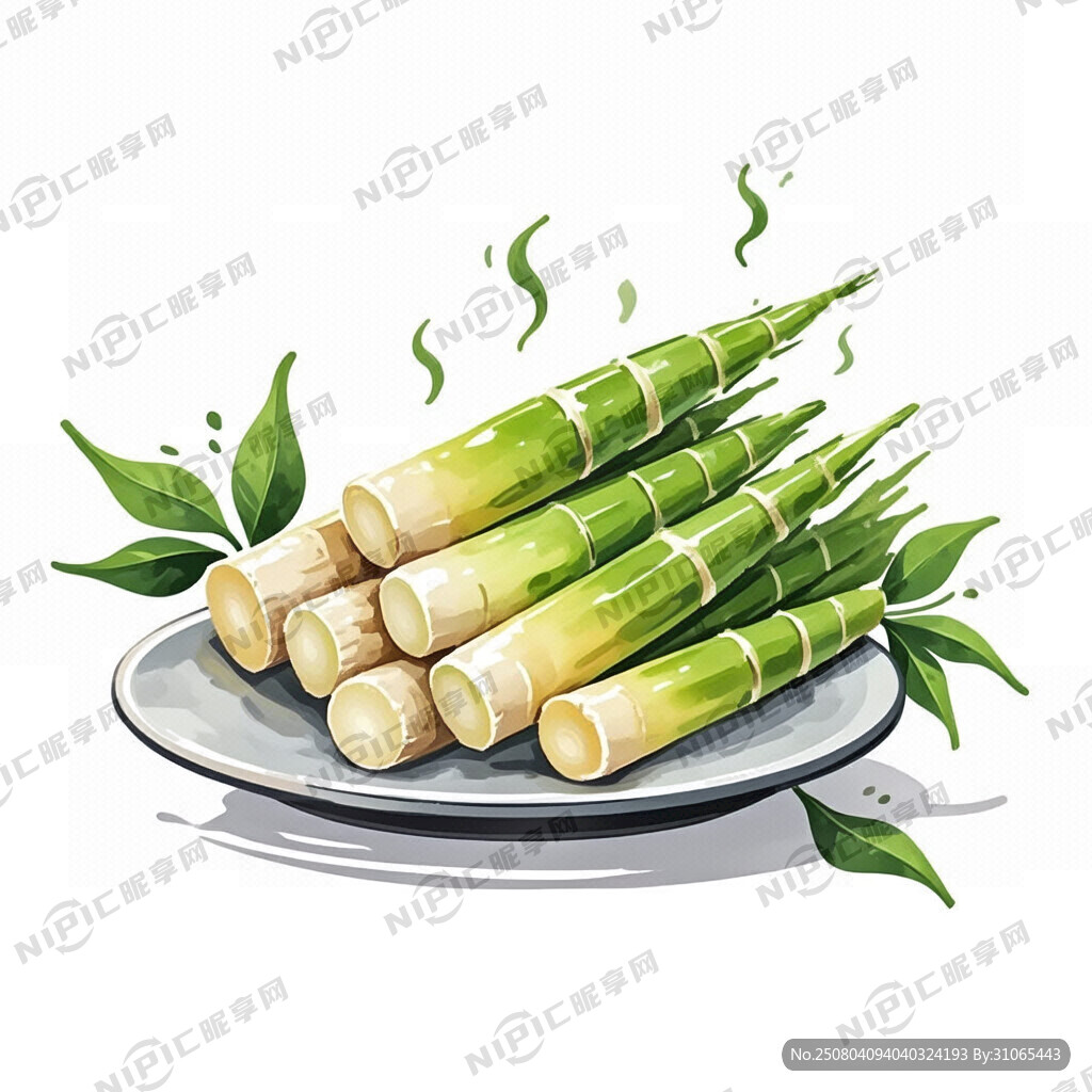 一盘鲜笋插画图