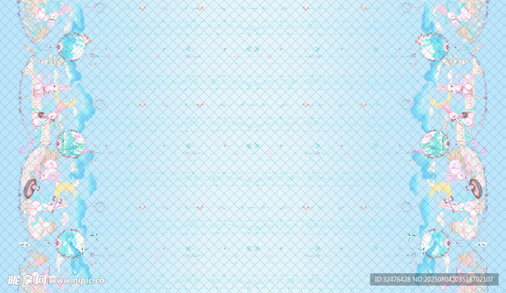 梦幻兔子图案浅蓝色背景