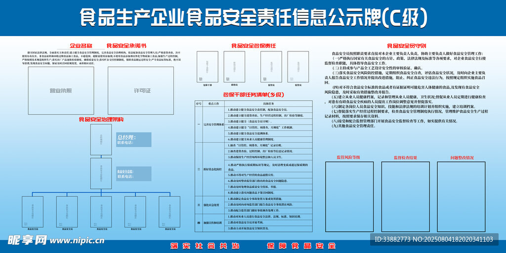 食品生产企业食品安全公示牌