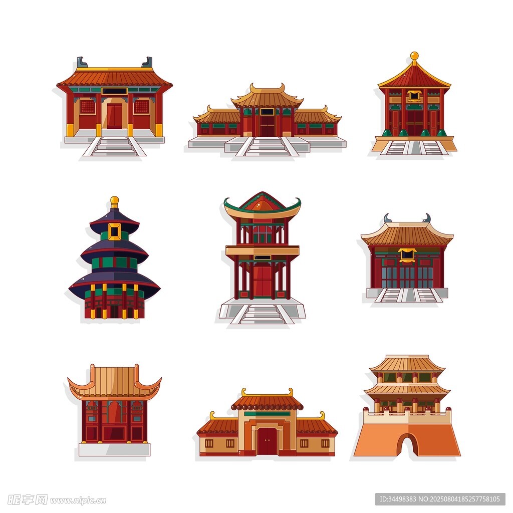 中式传统建筑矢量图集合