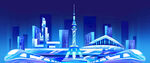 未来都市夜景  科技感建筑