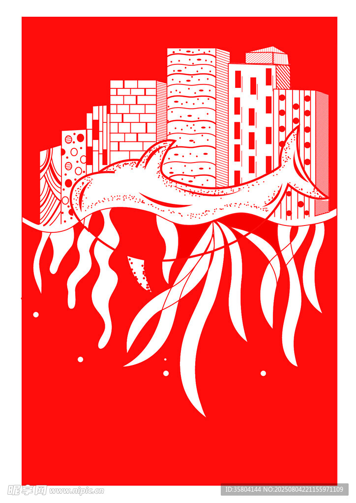 鲸鱼城市创意海报