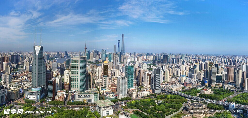 繁华都市天际线俯瞰景观