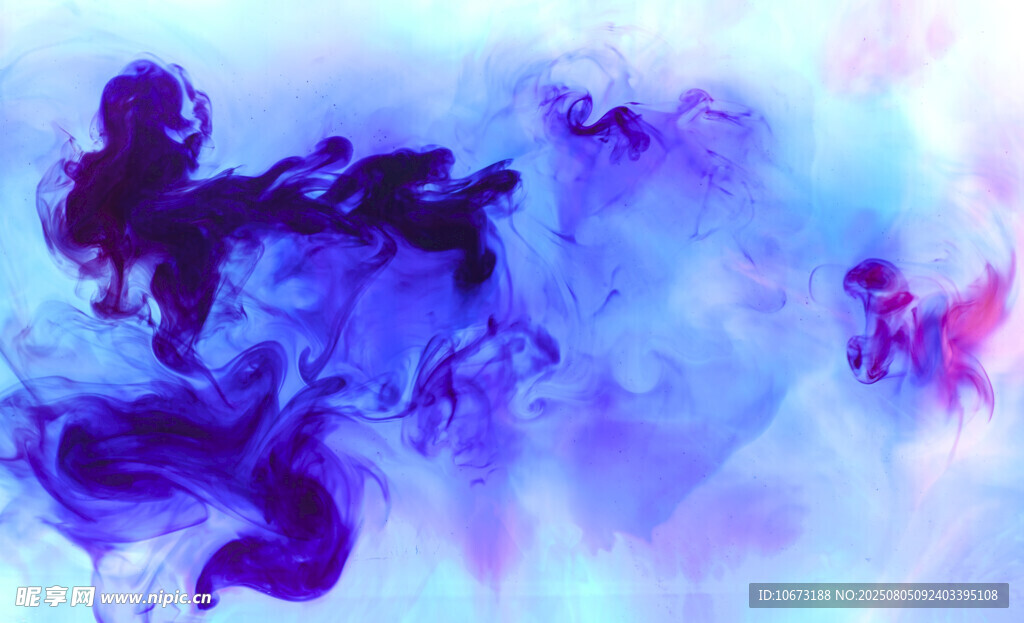 梦幻蓝紫色水墨烟雾效果