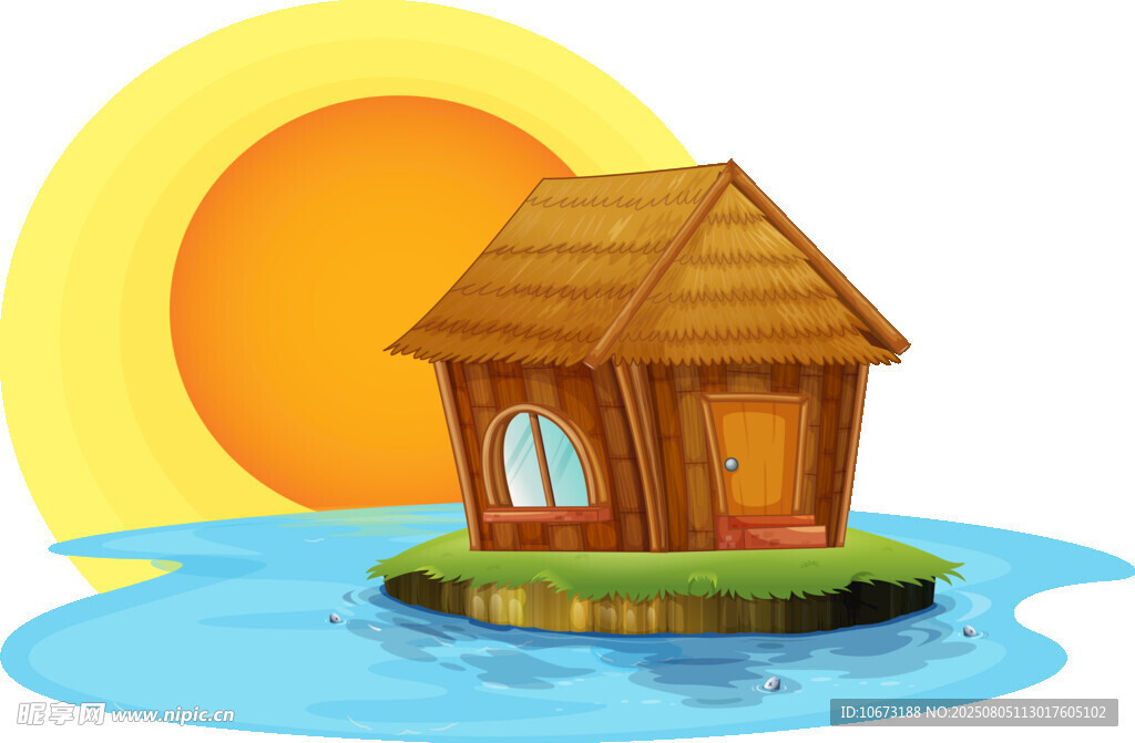 湖心小屋伴落日美景