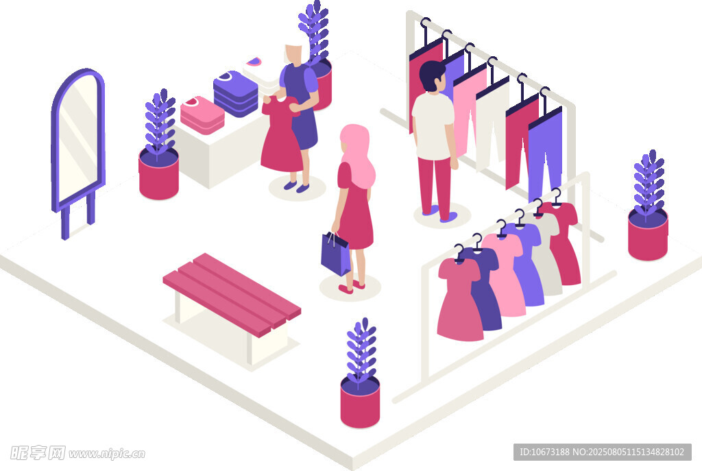 时尚服装店内部场景展示