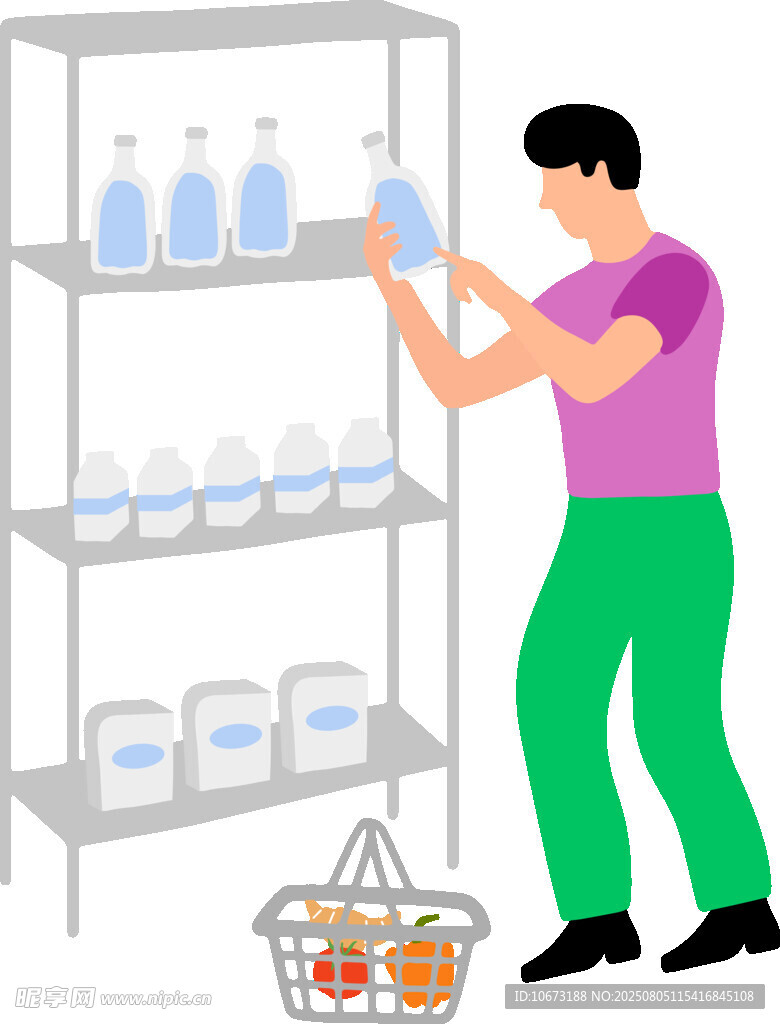 男子超市挑选瓶装清洁用品