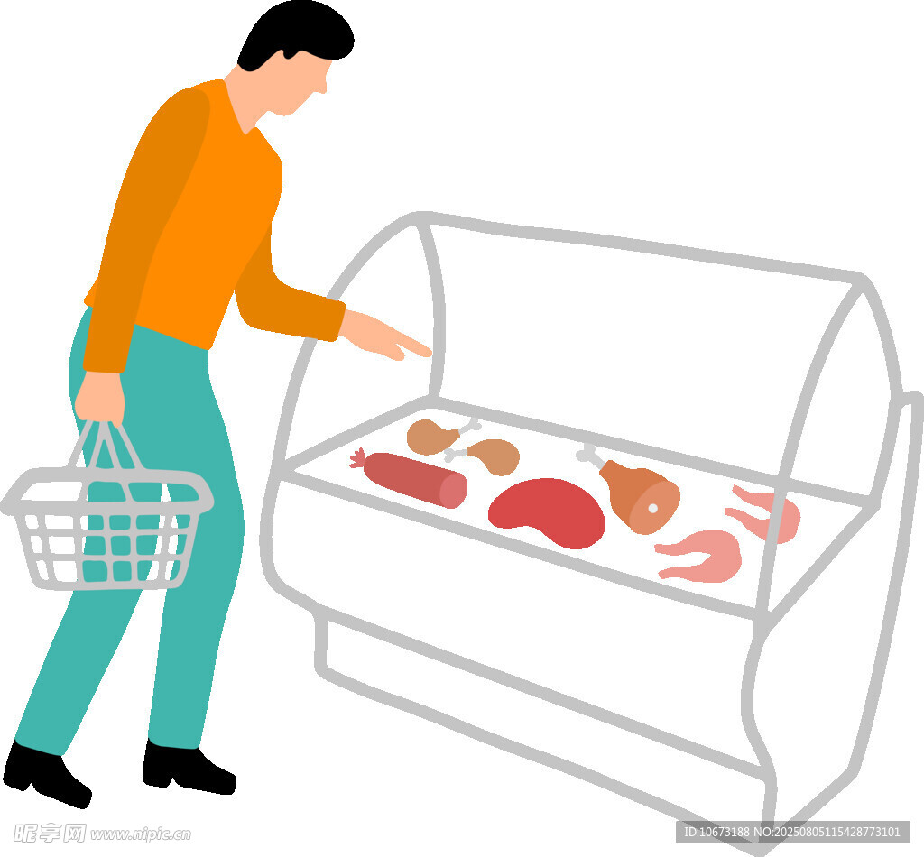 男子挑选肉类