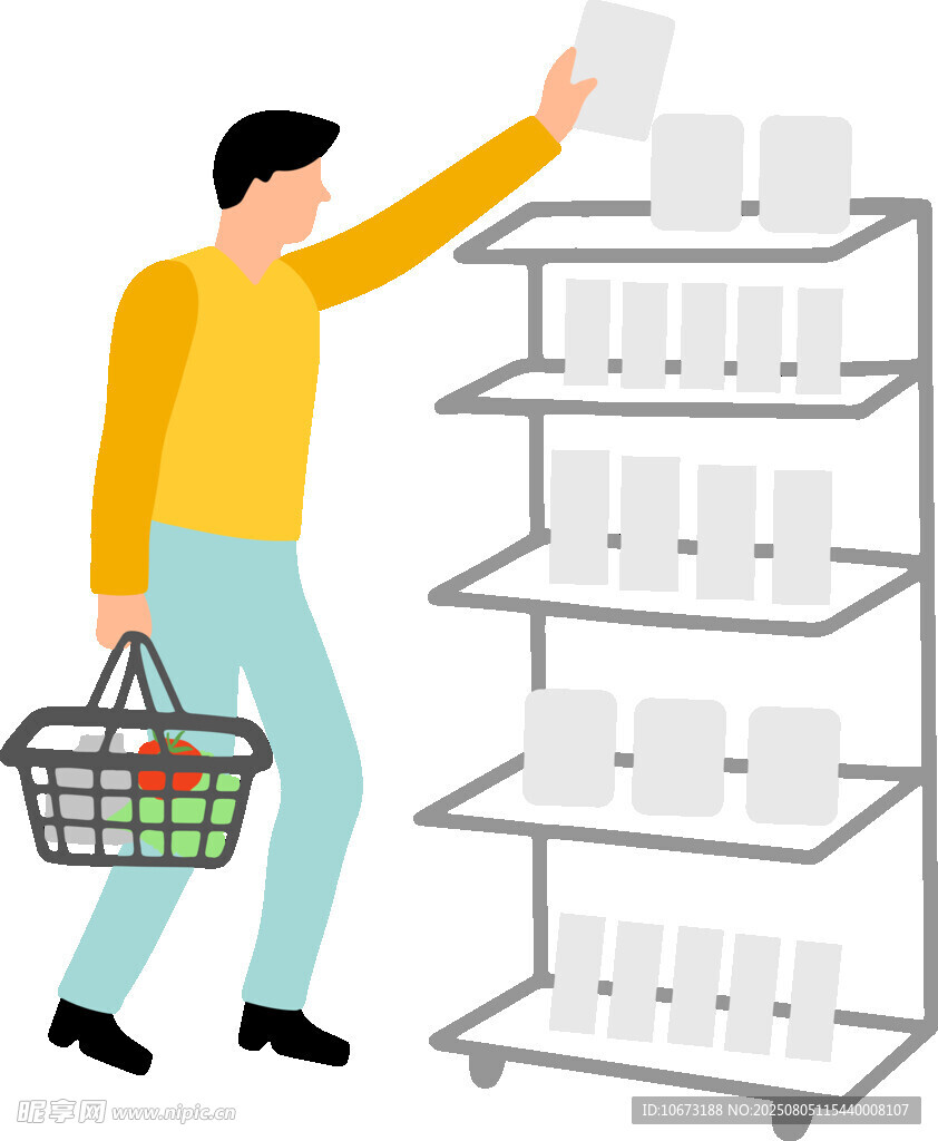 男子超市置物架上取商品