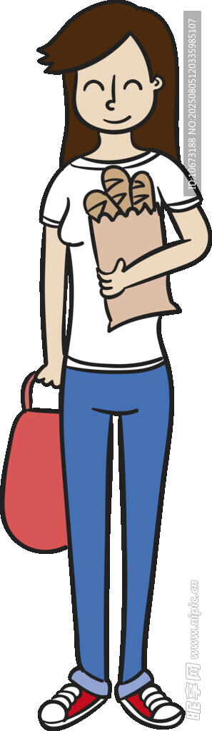 购物女孩手提袋与背包