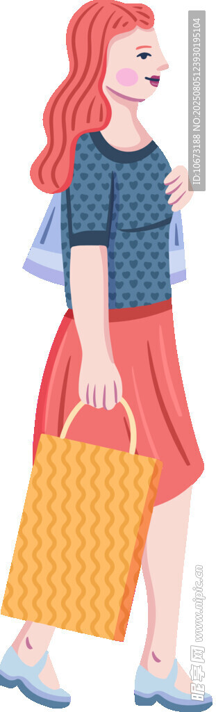 红发女子拎包购物瞬间