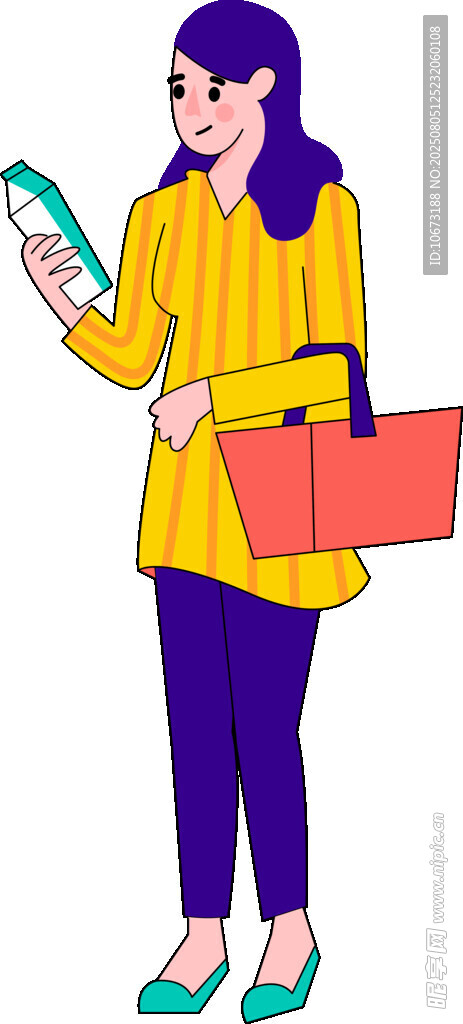 女子手持手机拎购物袋