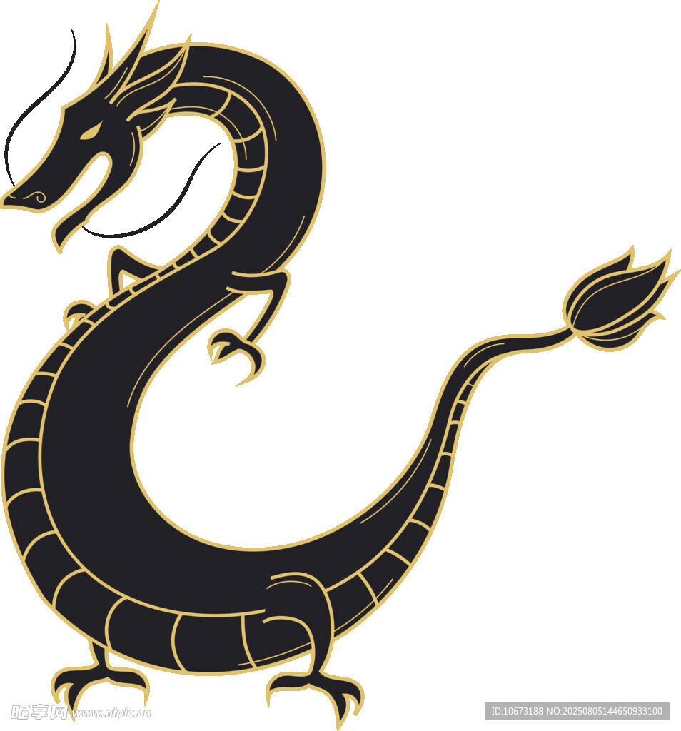 中式黑金风格传统龙图案