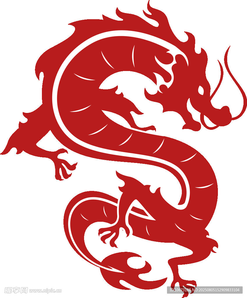 红色中式传统龙图腾图案