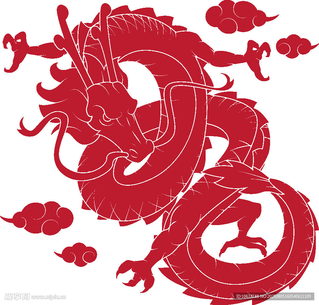 中国传统红色祥龙图案