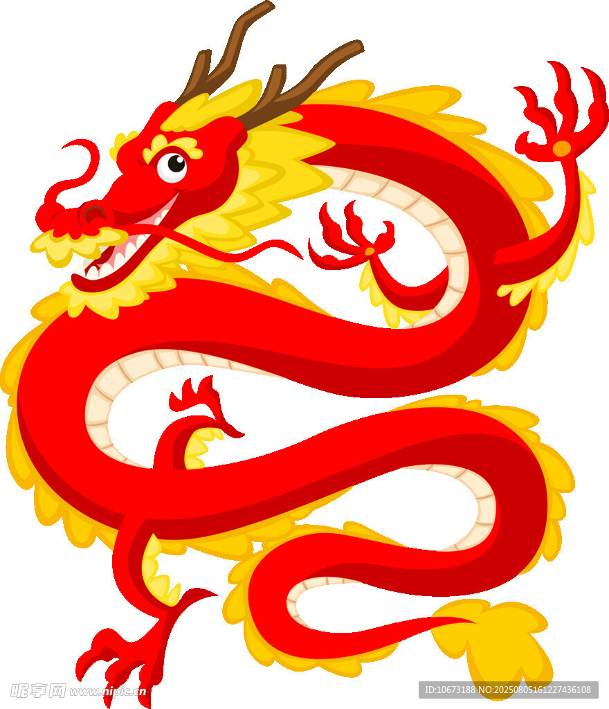 传统红色祥龙图案