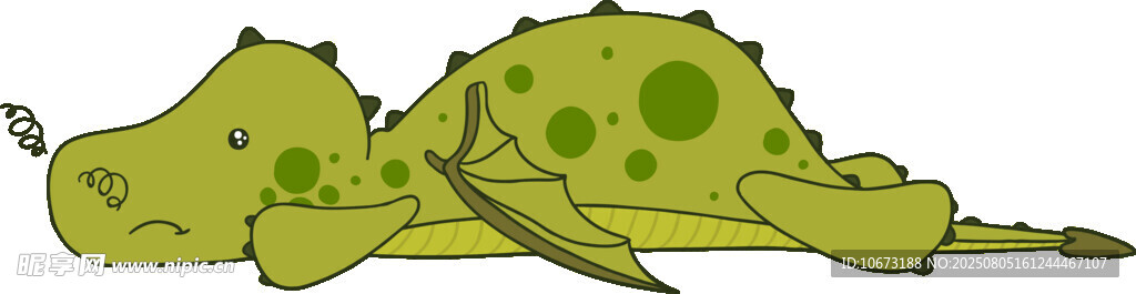 卡通绿色鳄鱼形象插画