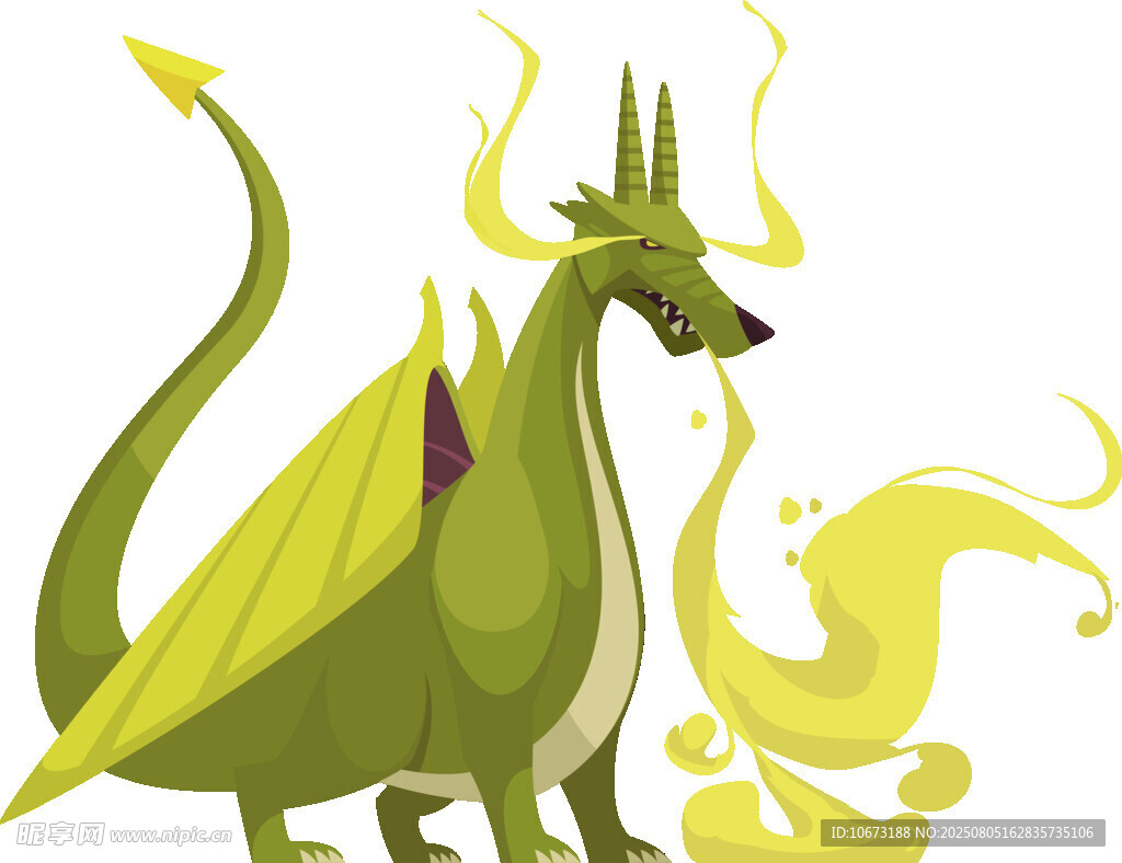 绿色奇幻龙形象插画