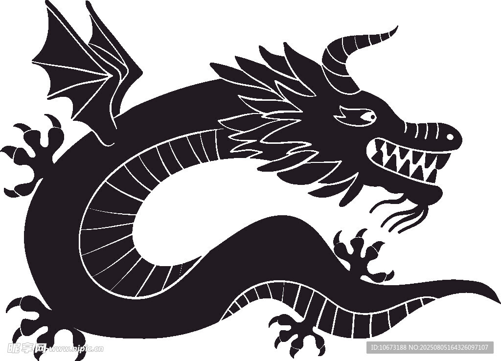 中式传统黑龙图案设计