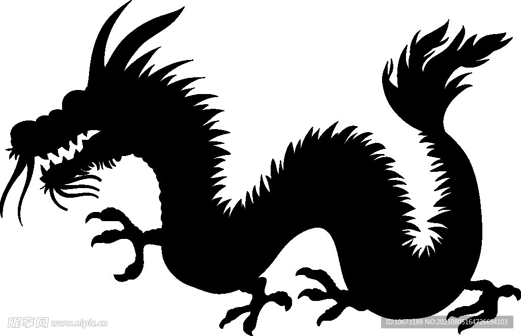 黑色剪影龙图案