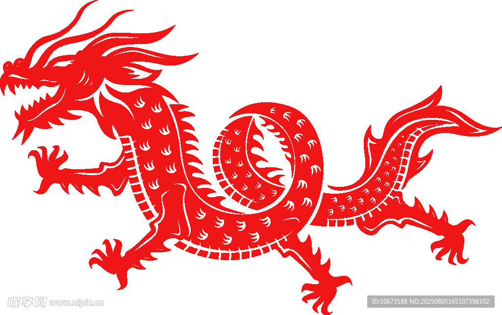红色剪纸龙图案
