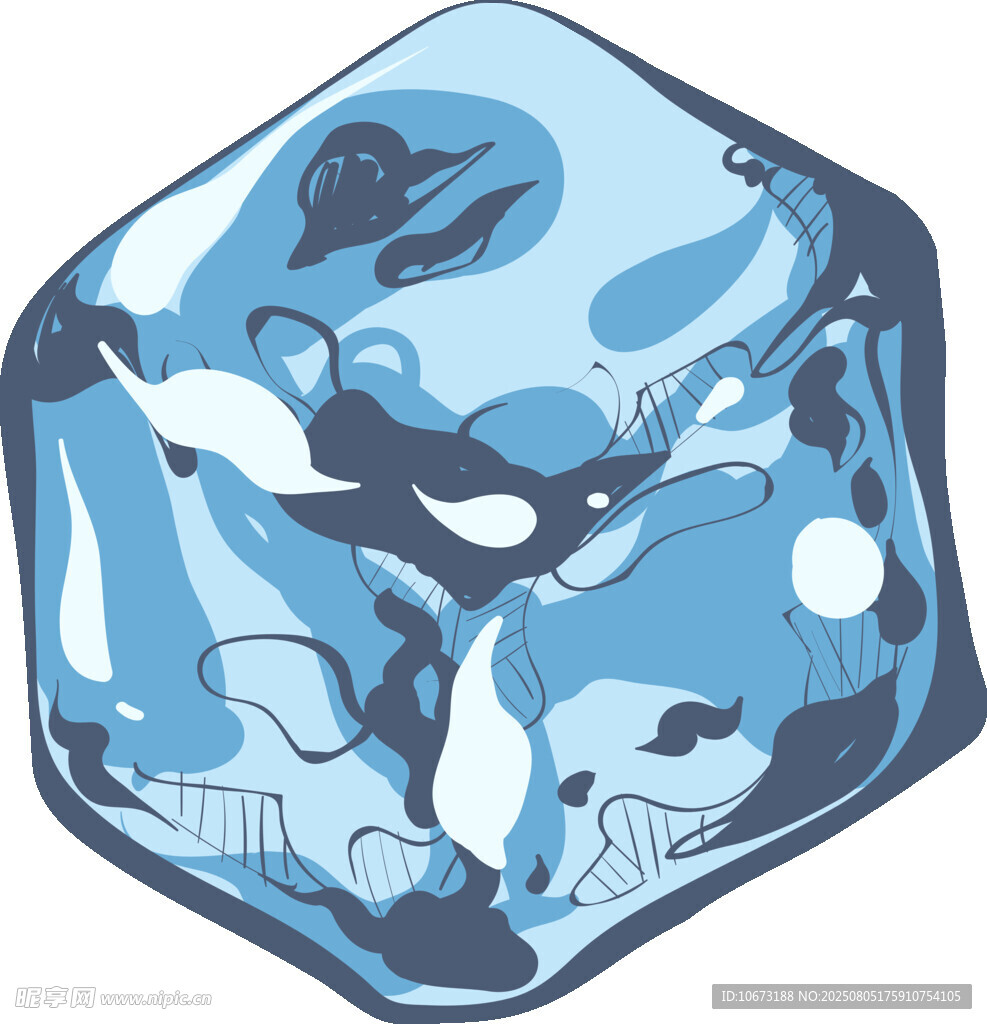 蓝色梦幻冰块插画图案
