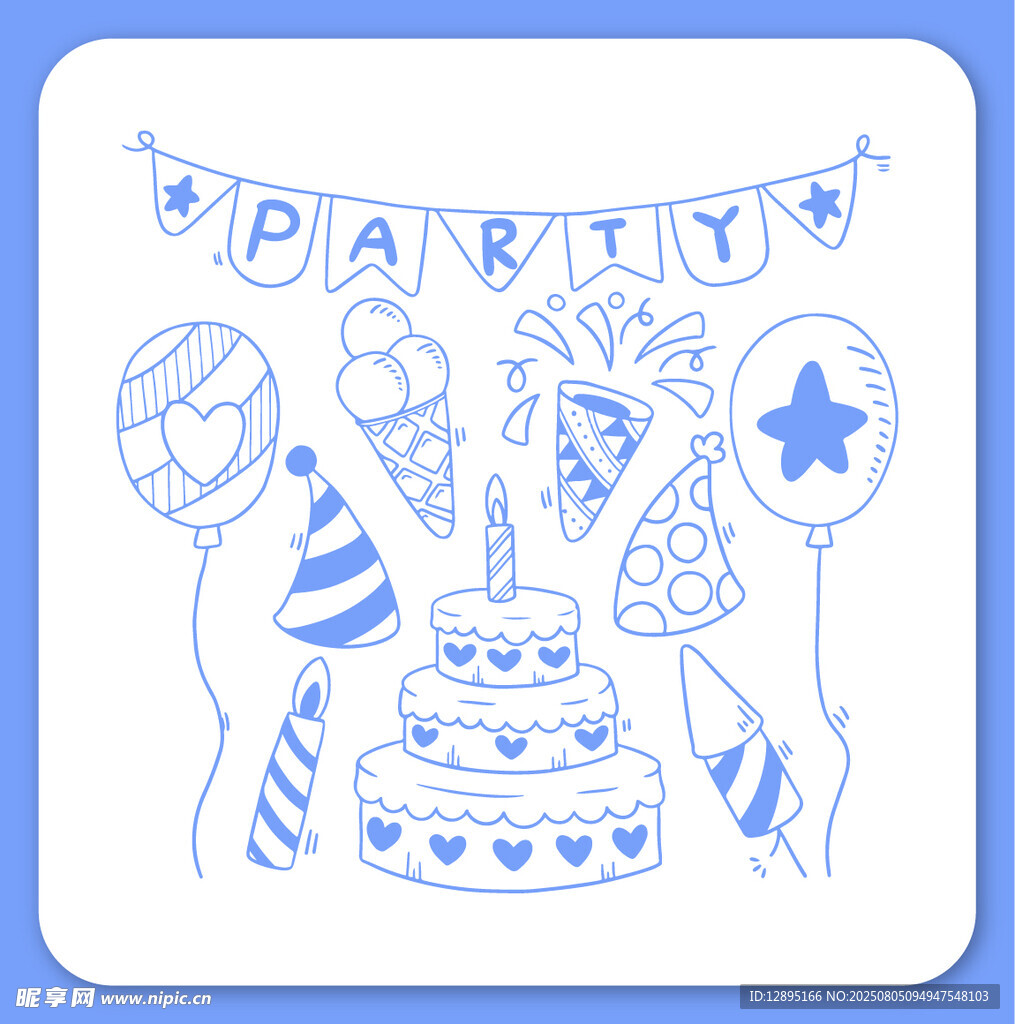 生日派对装饰插画