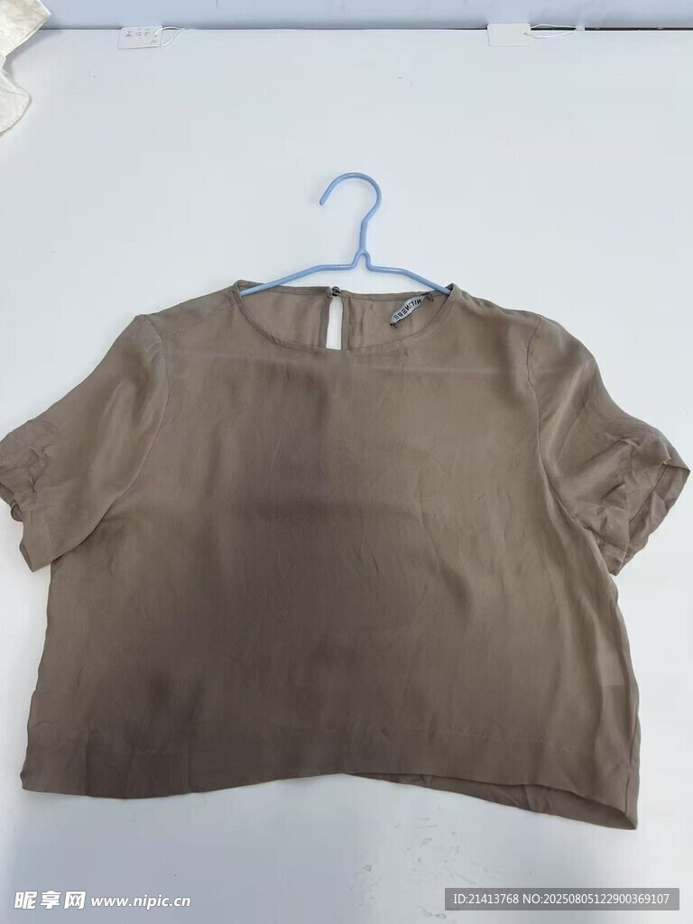 棕色短袖上衣挂拍展示