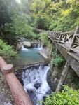 山间木桥伴溪流美景