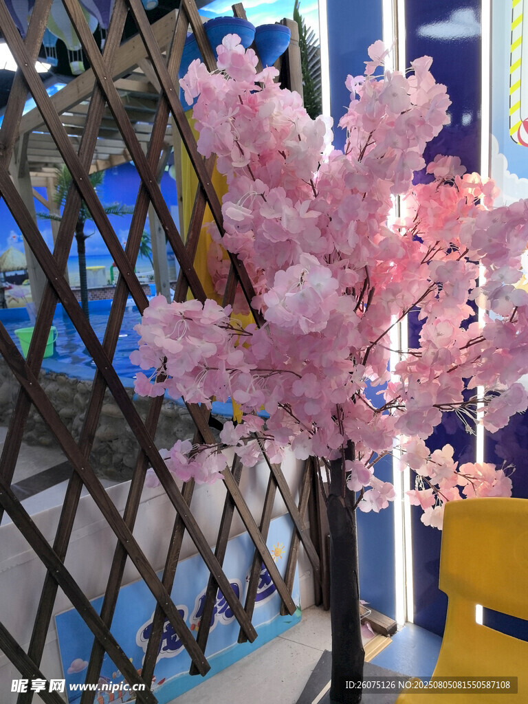 室内粉色仿真樱花树装饰