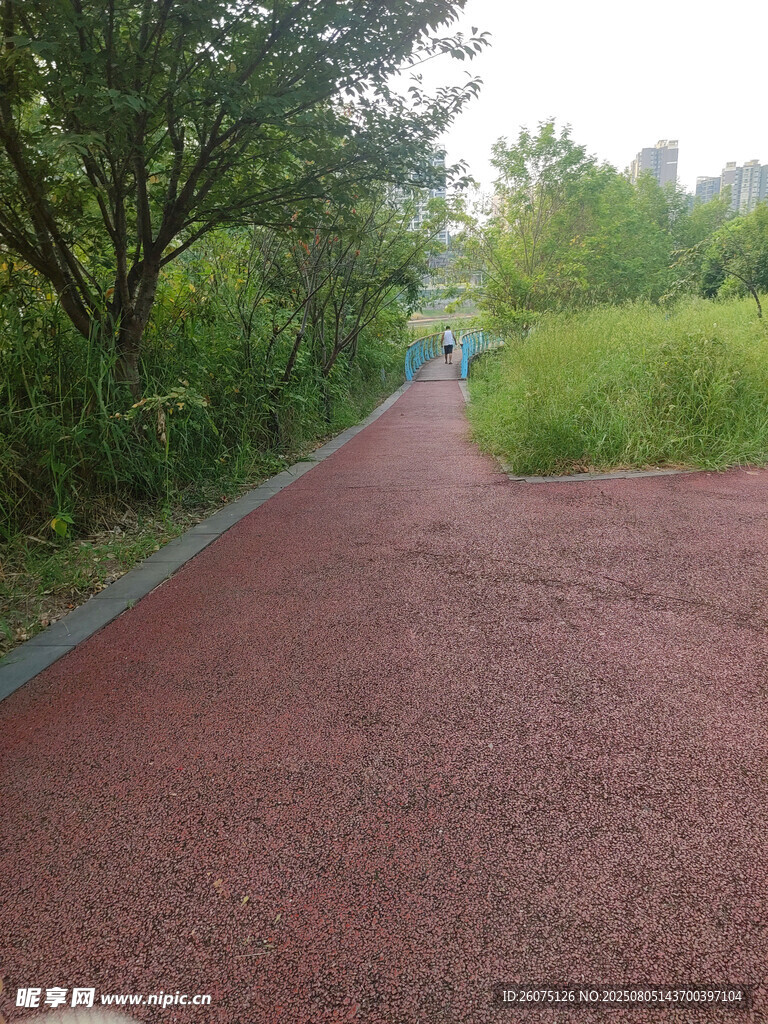 公园中的红色步道