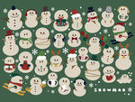 圣诞雪人插画图案集合