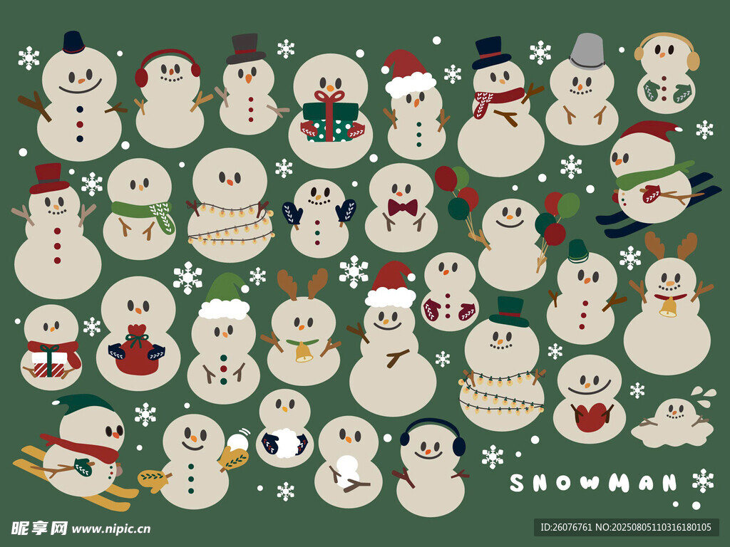 圣诞雪人插画图案集合